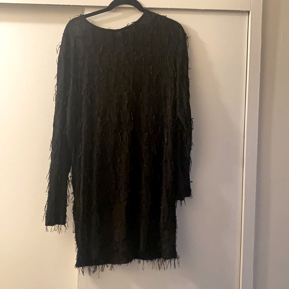 Black fringe detail dress